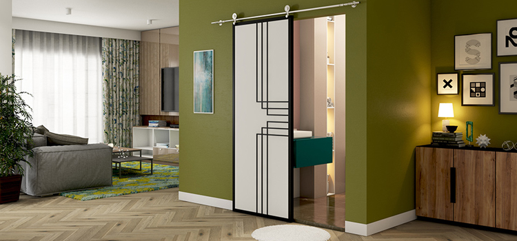 sliding bathroom door installation in Atherton